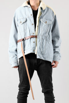 画像をギャラリービューアに読み込む, FACETASM ASSYMETRICAL BELTED SHERPA DENIM JACKET (INDIGO)