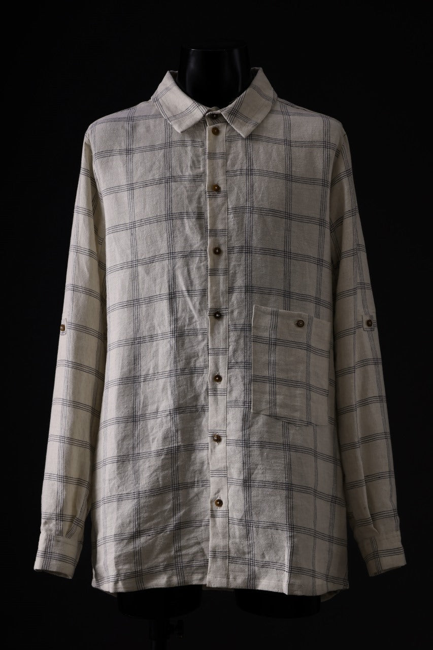 画像をギャラリービューアに読み込む, Aleksandr Manamis Strap Back Check Shirt (NAVY / OFF WHITE CHECK)