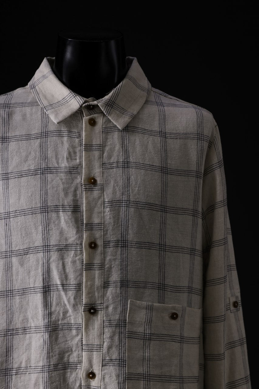 画像をギャラリービューアに読み込む, Aleksandr Manamis Strap Back Check Shirt (NAVY / OFF WHITE CHECK)