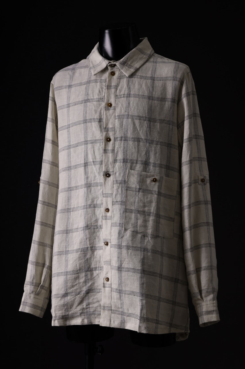 画像をギャラリービューアに読み込む, Aleksandr Manamis Strap Back Check Shirt (NAVY / OFF WHITE CHECK)
