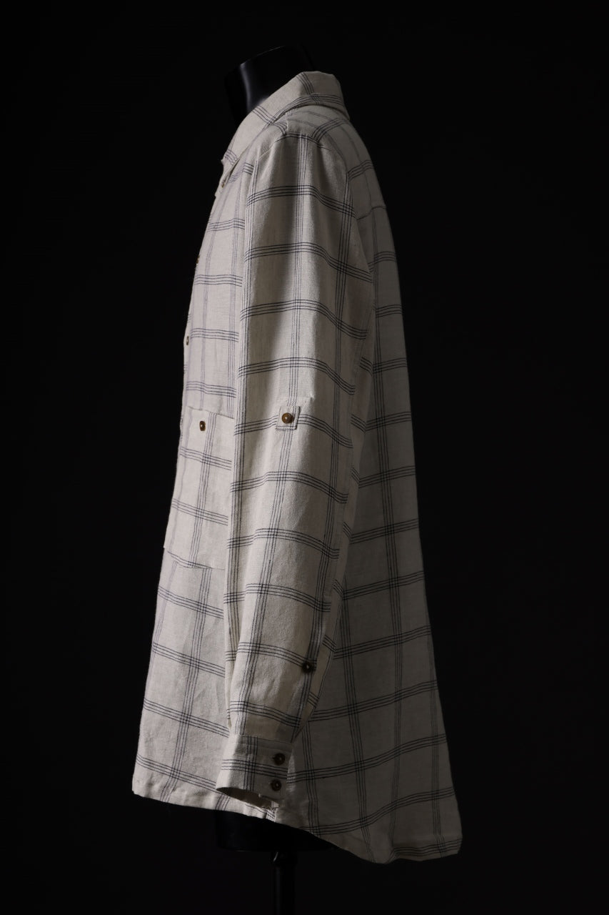 画像をギャラリービューアに読み込む, Aleksandr Manamis Strap Back Check Shirt (NAVY / OFF WHITE CHECK)