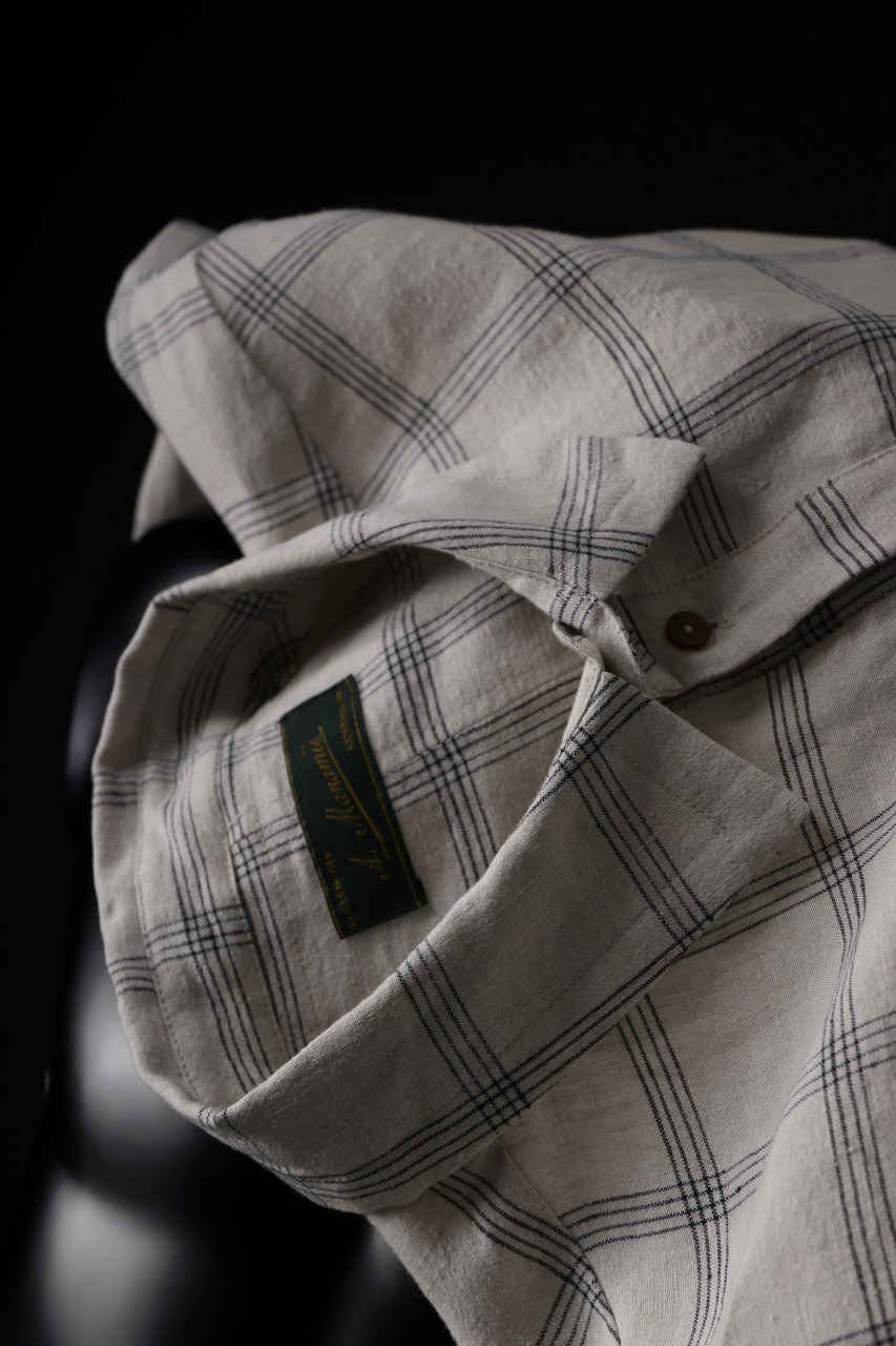 画像をギャラリービューアに読み込む, Aleksandr Manamis Strap Back Check Shirt (NAVY / OFF WHITE CHECK)