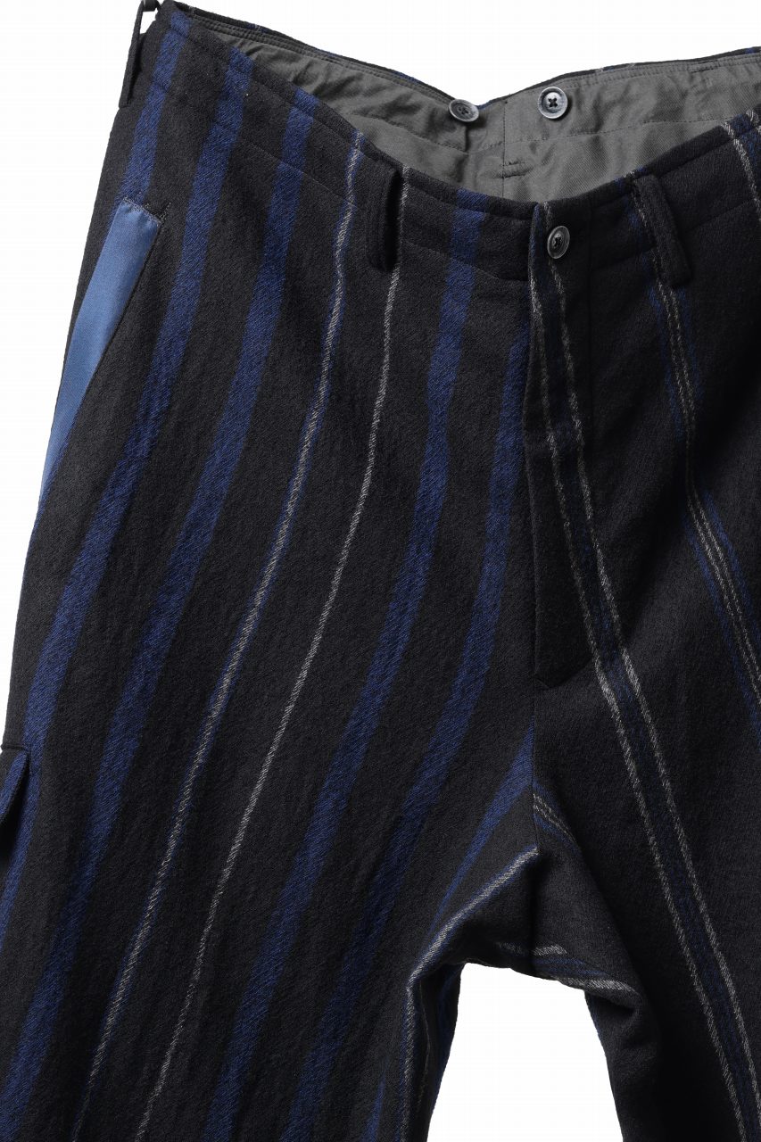 画像をギャラリービューアに読み込む, Y's for men STRIPED PATTERN PANTS / WOOL SURGE STRIPE (BLACK)