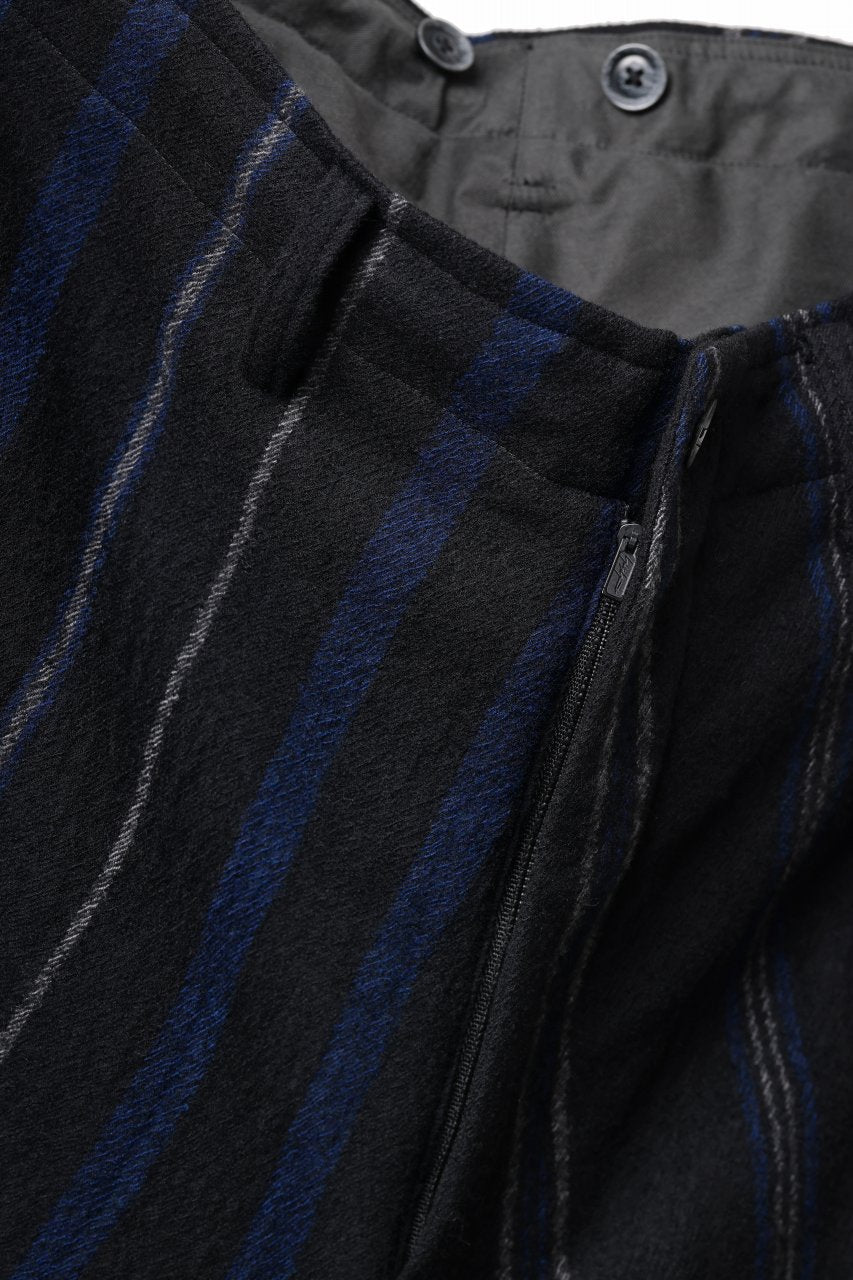 画像をギャラリービューアに読み込む, Y's for men STRIPED PATTERN PANTS / WOOL SURGE STRIPE (BLACK)