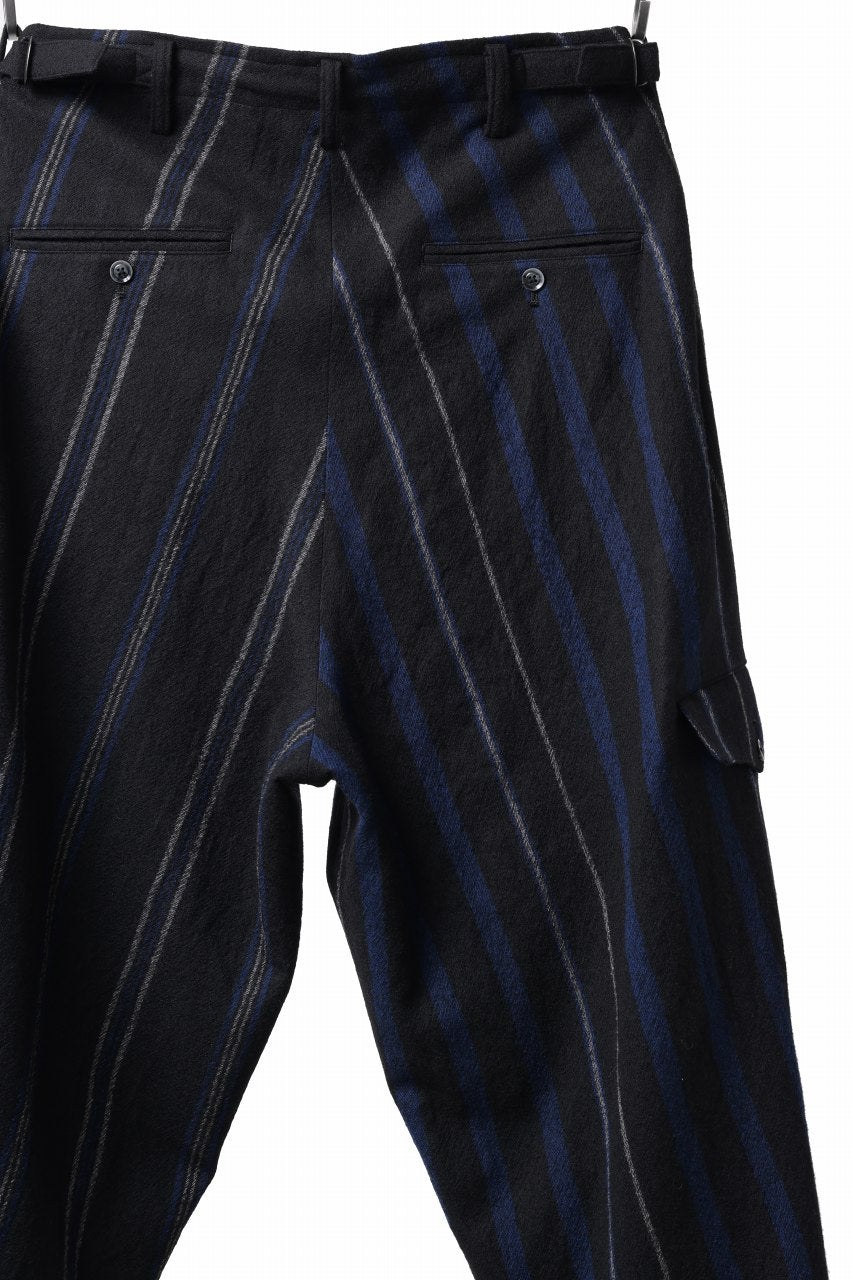 画像をギャラリービューアに読み込む, Y's for men STRIPED PATTERN PANTS / WOOL SURGE STRIPE (BLACK)