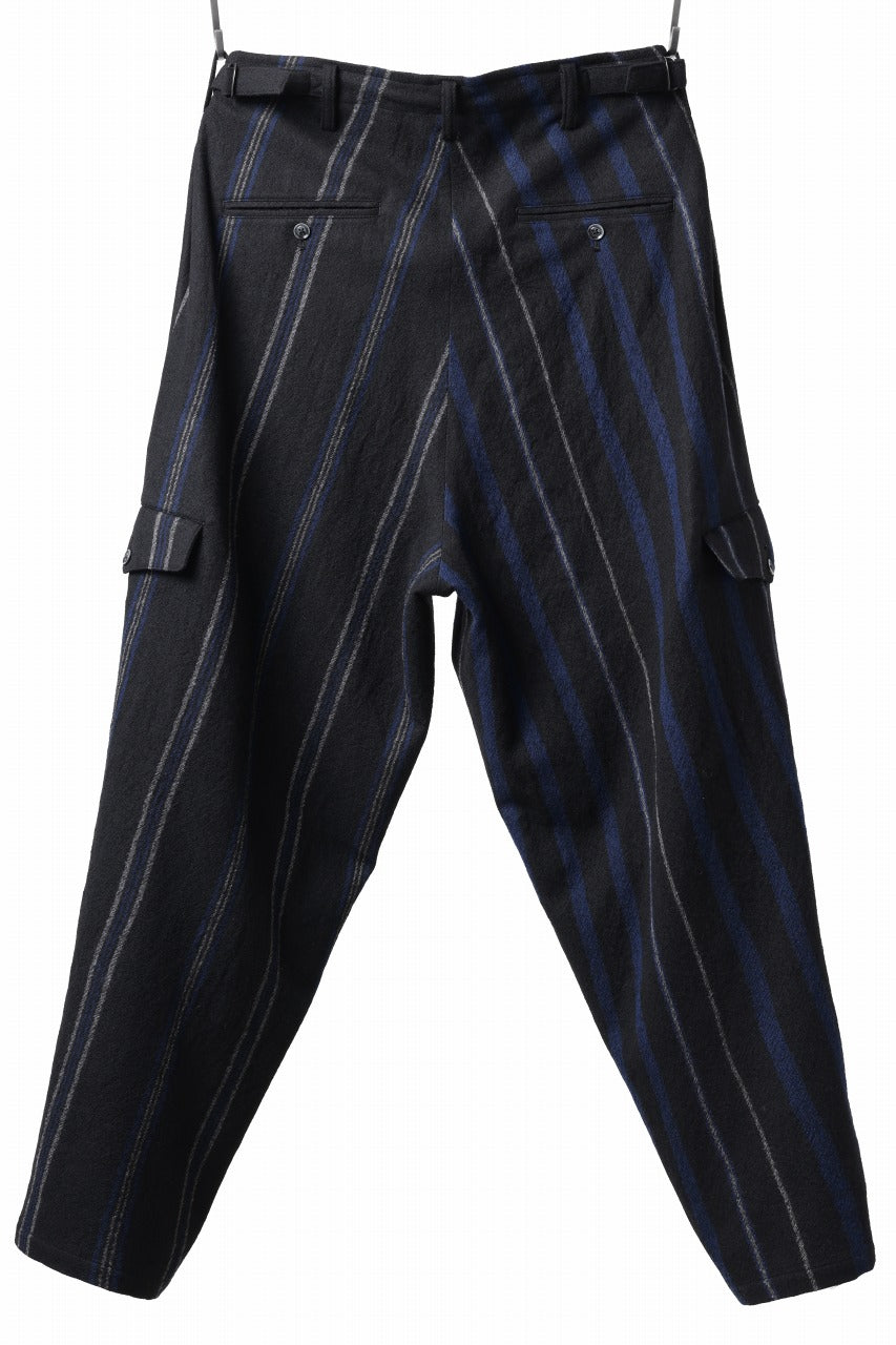 画像をギャラリービューアに読み込む, Y's for men STRIPED PATTERN PANTS / WOOL SURGE STRIPE (BLACK)