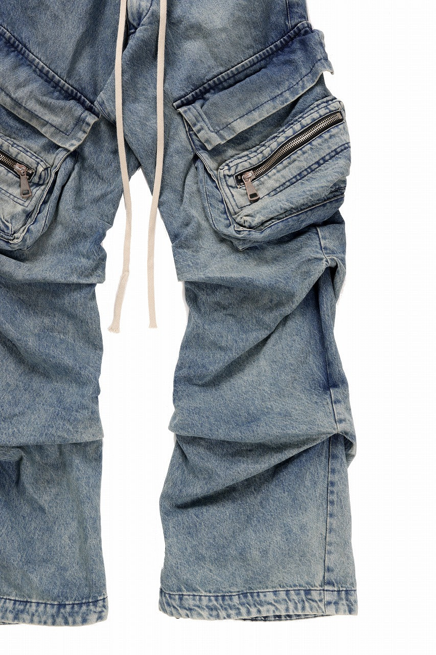 画像をギャラリービューアに読み込む, A.F ARTEFACT CARGO TUCK BAGGY PANTS / FADED DENIM (BLUE)