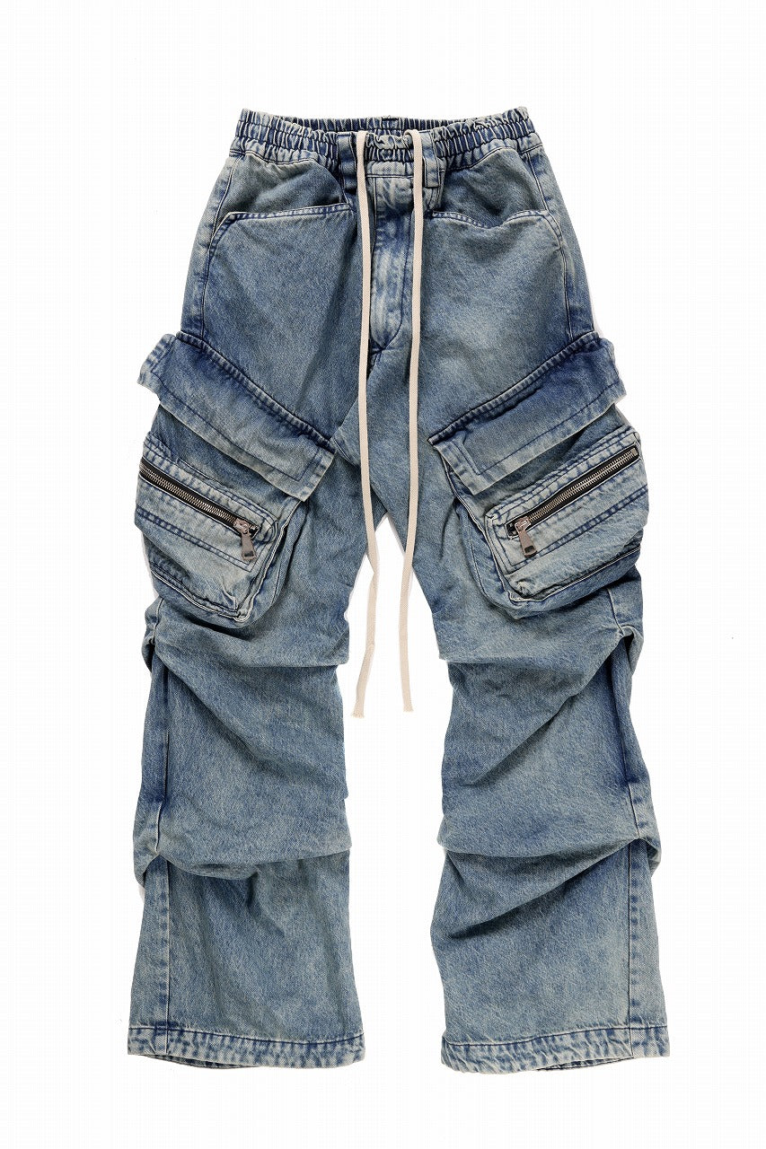 画像をギャラリービューアに読み込む, A.F ARTEFACT CARGO TUCK BAGGY PANTS / FADED DENIM (BLUE)