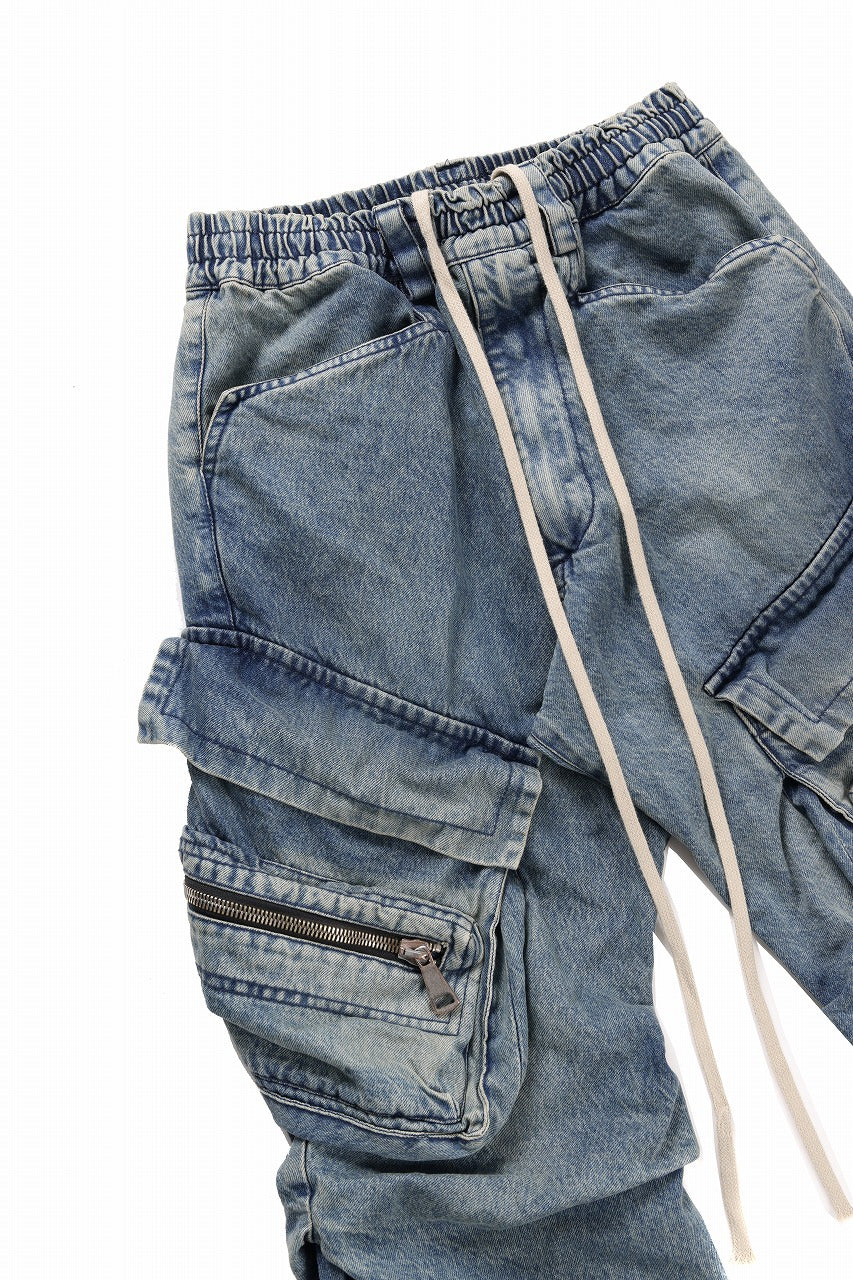 画像をギャラリービューアに読み込む, A.F ARTEFACT CARGO TUCK BAGGY PANTS / FADED DENIM (BLUE)