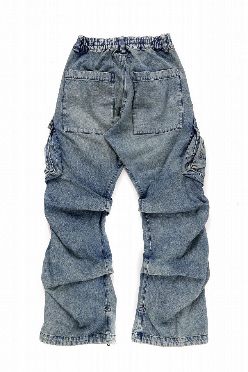 画像をギャラリービューアに読み込む, A.F ARTEFACT CARGO TUCK BAGGY PANTS / FADED DENIM (BLUE)