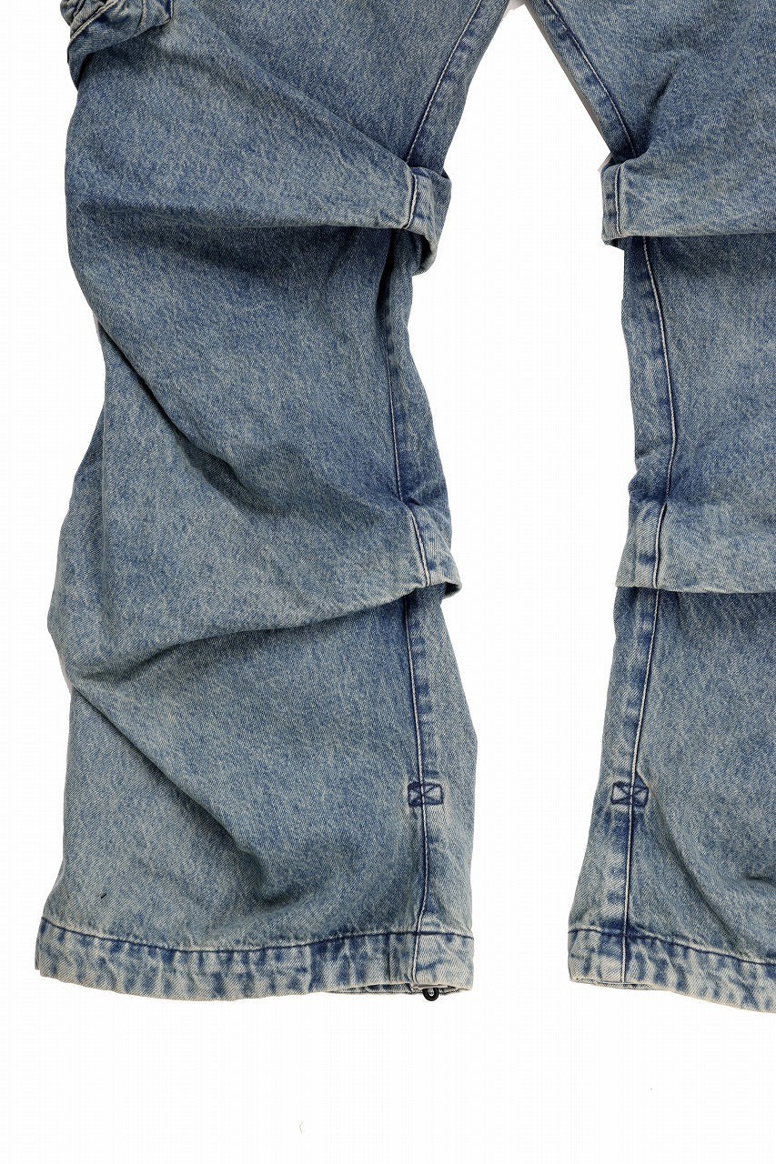 画像をギャラリービューアに読み込む, A.F ARTEFACT CARGO TUCK BAGGY PANTS / FADED DENIM (BLUE)