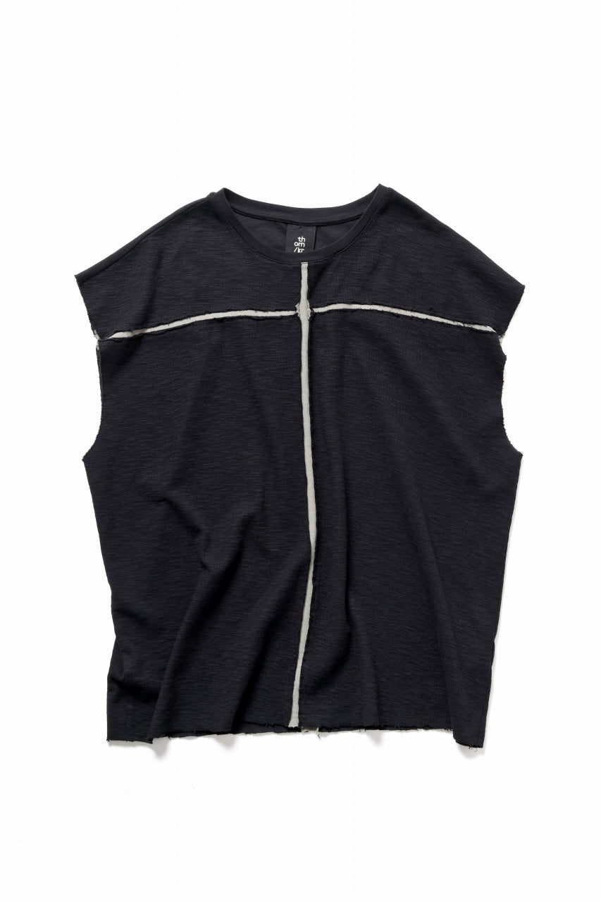 画像をギャラリービューアに読み込む, thom/krom SLEEVELESS T SHIRT / FLAME DOUBLE-FACE JERSEY (BLACK)