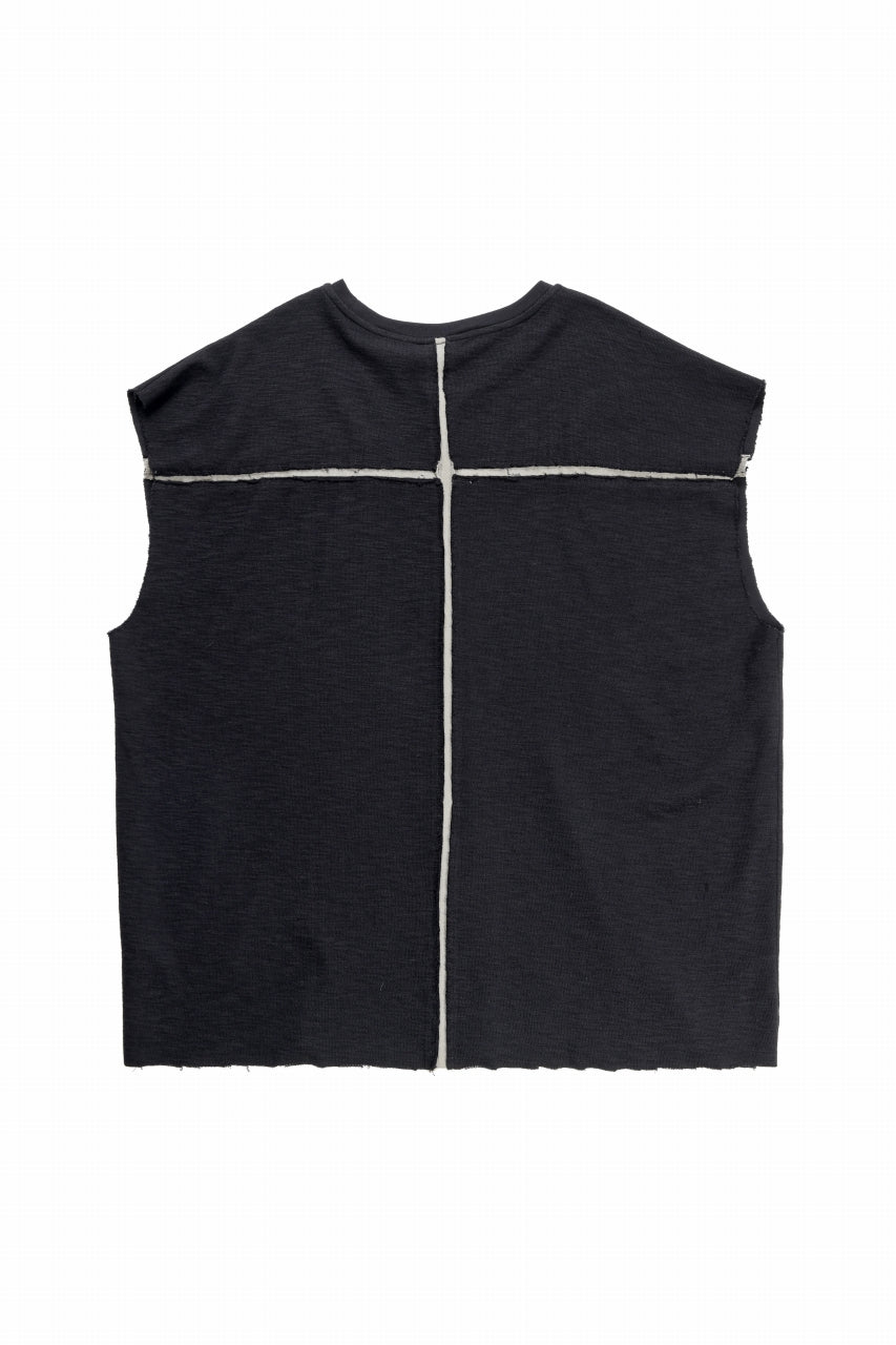 画像をギャラリービューアに読み込む, thom/krom SLEEVELESS T SHIRT / FLAME DOUBLE-FACE JERSEY (BLACK)
