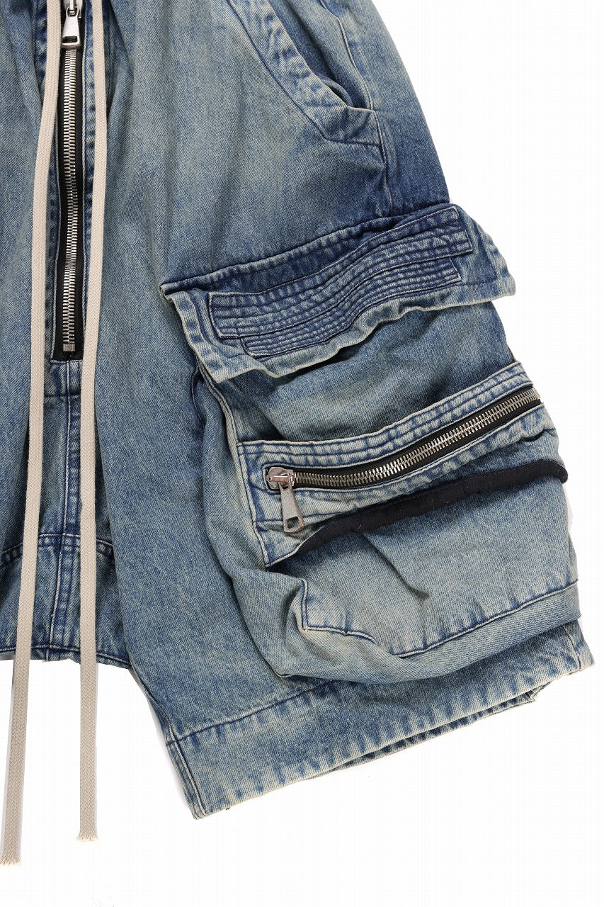 画像をギャラリービューアに読み込む, A.F ARTEFACT LOWCROTCH MILITARY WIDE SHORTS / FADED DENIM (BLUE)