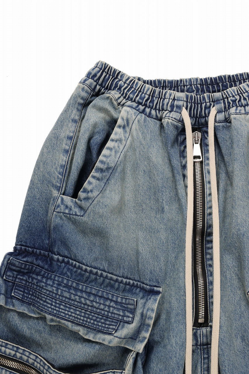 画像をギャラリービューアに読み込む, A.F ARTEFACT LOWCROTCH MILITARY WIDE SHORTS / FADED DENIM (BLUE)