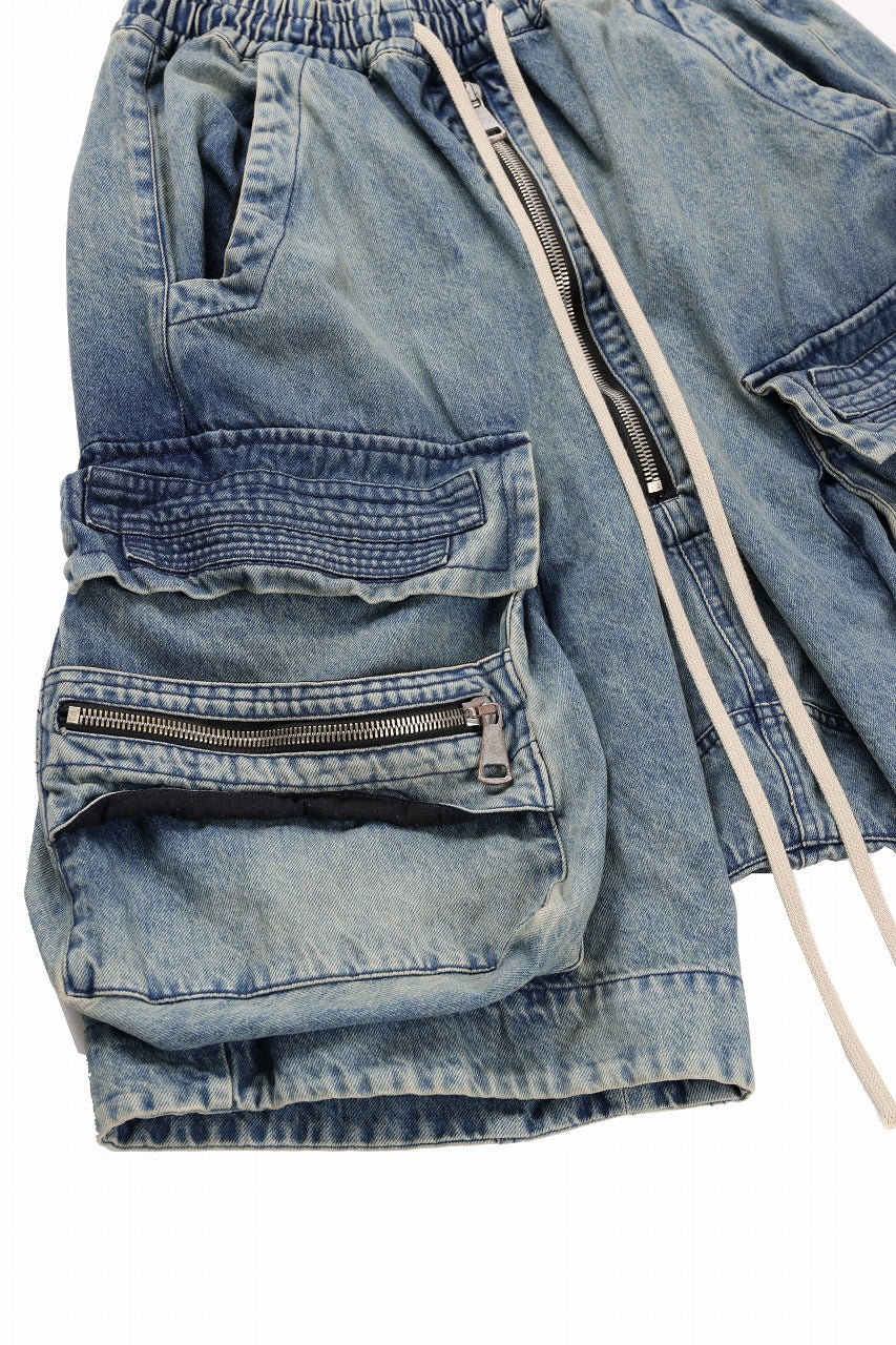画像をギャラリービューアに読み込む, A.F ARTEFACT LOWCROTCH MILITARY WIDE SHORTS / FADED DENIM (BLUE)