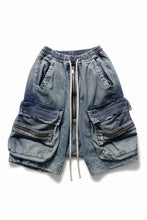 画像をギャラリービューアに読み込む, A.F ARTEFACT LOWCROTCH MILITARY WIDE SHORTS / FADED DENIM (BLUE)