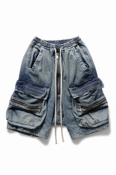 画像をギャラリービューアに読み込む, A.F ARTEFACT LOWCROTCH MILITARY WIDE SHORTS / FADED DENIM (BLUE)