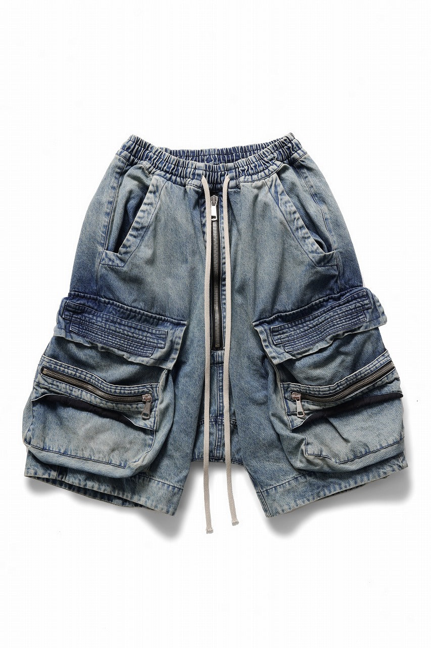 画像をギャラリービューアに読み込む, A.F ARTEFACT LOWCROTCH MILITARY WIDE SHORTS / FADED DENIM (BLUE)