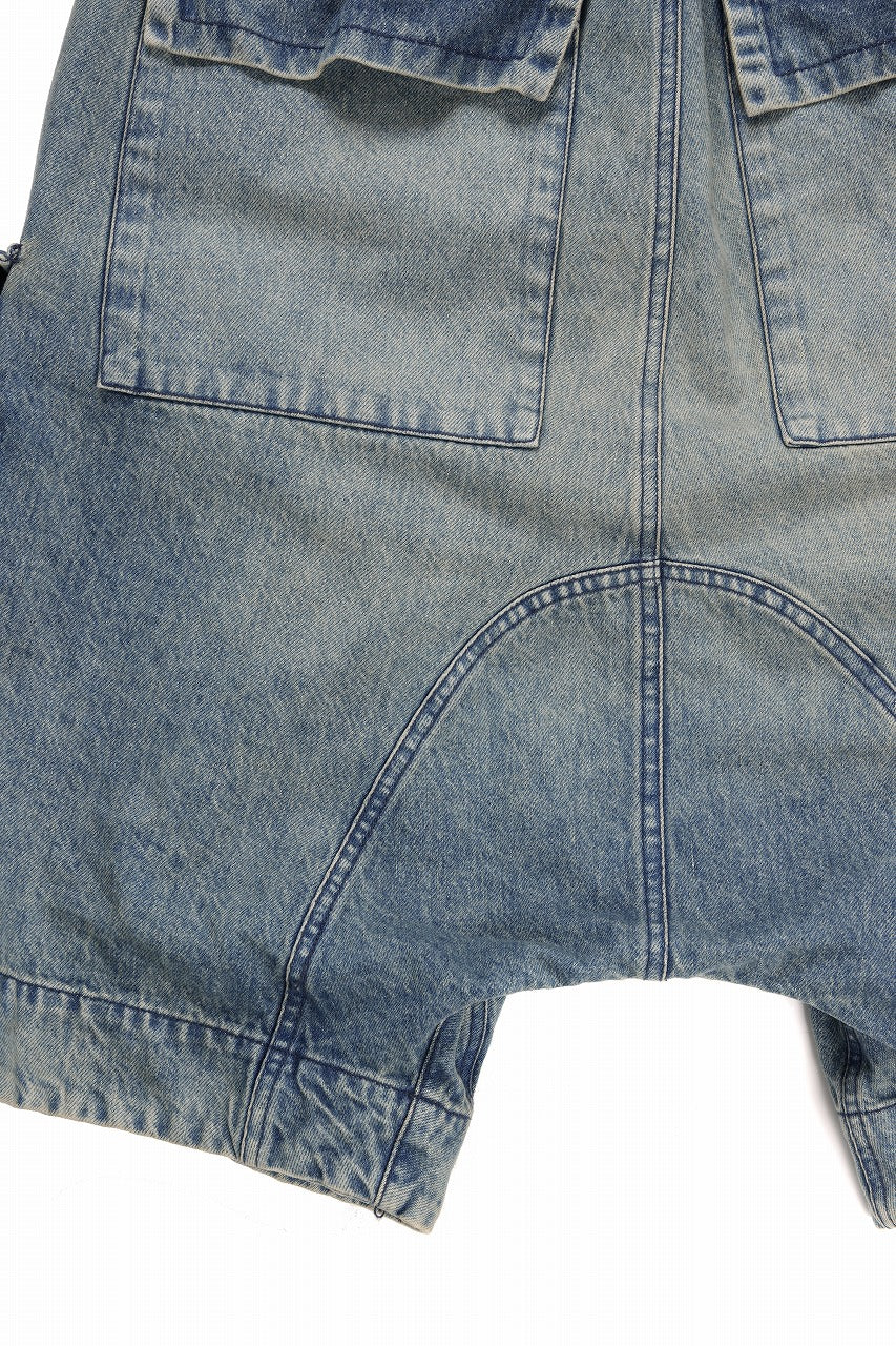 画像をギャラリービューアに読み込む, A.F ARTEFACT LOWCROTCH MILITARY WIDE SHORTS / FADED DENIM (BLUE)