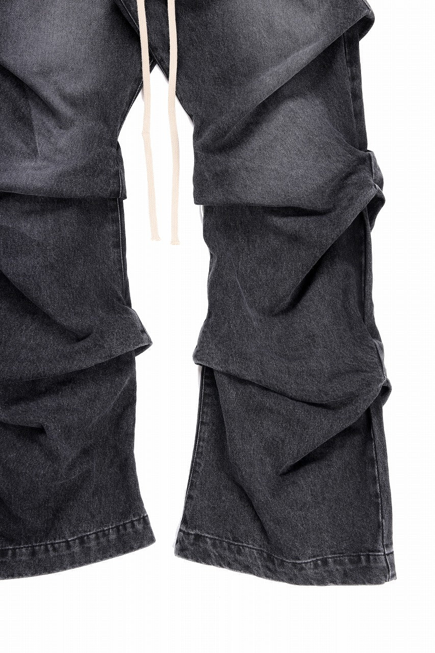 画像をギャラリービューアに読み込む, A.F ARTEFACT TUCK SLIM BAGGY PANTS / FADED DENIM (BLACK)
