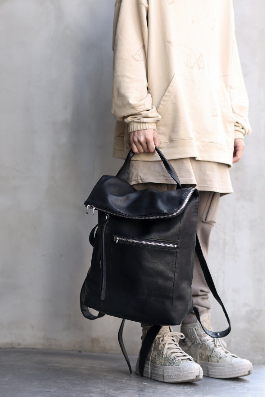 Load image into Gallery viewer, A.F ARTEFACT x Portaille LEATHER BACK PACK / WAXED HORSE LEAHER (BLACK)