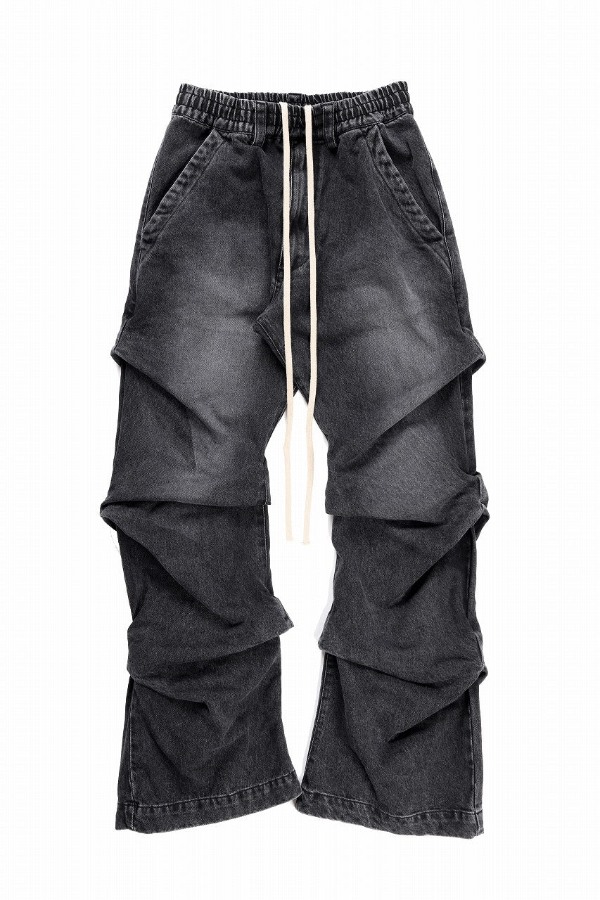 画像をギャラリービューアに読み込む, A.F ARTEFACT TUCK SLIM BAGGY PANTS / FADED DENIM (BLACK)