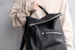 Load image into Gallery viewer, A.F ARTEFACT x Portaille LEATHER BACK PACK / WAXED HORSE LEAHER (BLACK)
