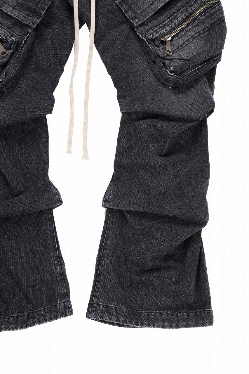 画像をギャラリービューアに読み込む, A.F ARTEFACT CARGO TUCK BAGGY PANTS / FADED DENIM (BLACK)
