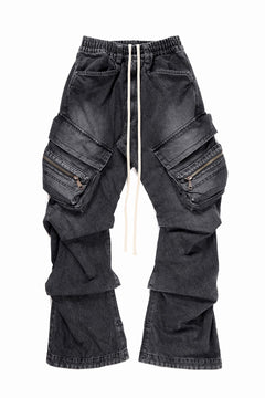 画像をギャラリービューアに読み込む, A.F ARTEFACT CARGO TUCK BAGGY PANTS / FADED DENIM (BLACK)