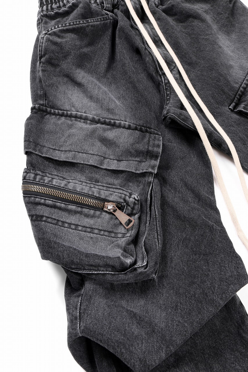 画像をギャラリービューアに読み込む, A.F ARTEFACT CARGO TUCK BAGGY PANTS / FADED DENIM (BLACK)