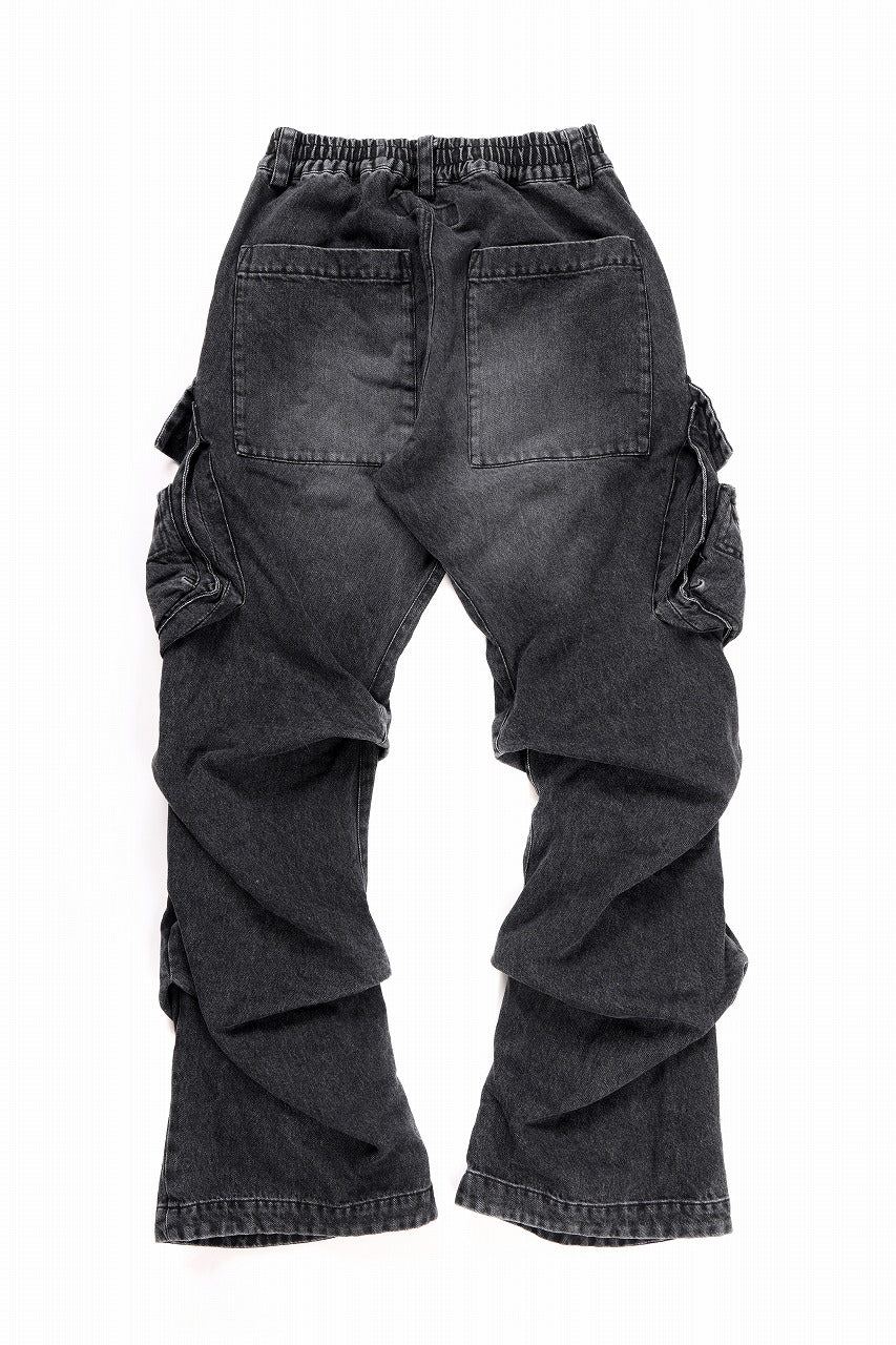 画像をギャラリービューアに読み込む, A.F ARTEFACT CARGO TUCK BAGGY PANTS / FADED DENIM (BLACK)