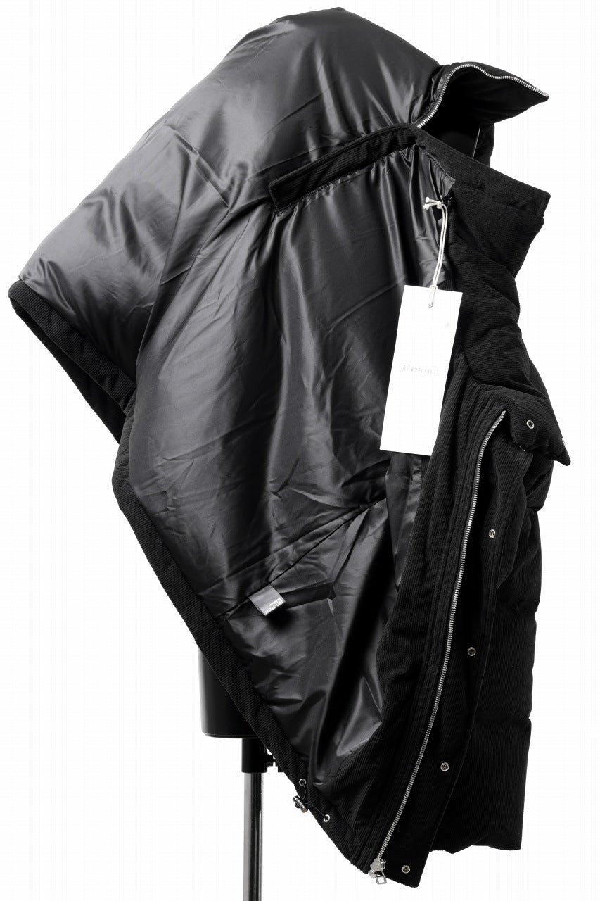 画像をギャラリービューアに読み込む, A.F ARTEFACT HIGH NECK DOWN JACKET / CORDUROY (BLACK)