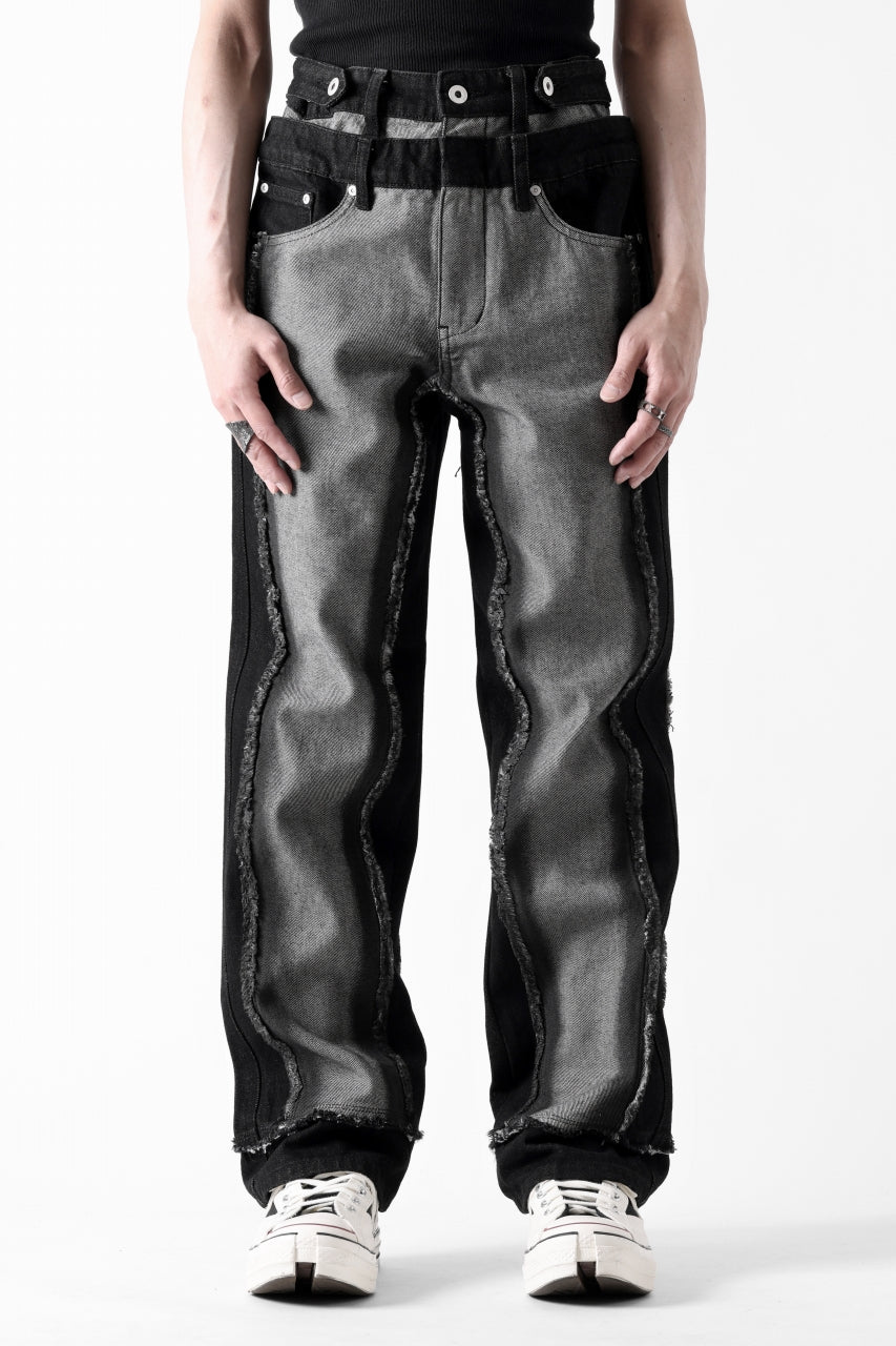Load image into Gallery viewer, Feng Chen Wang RAW EDGE PATCHWORK TROUSERS (BLACK)