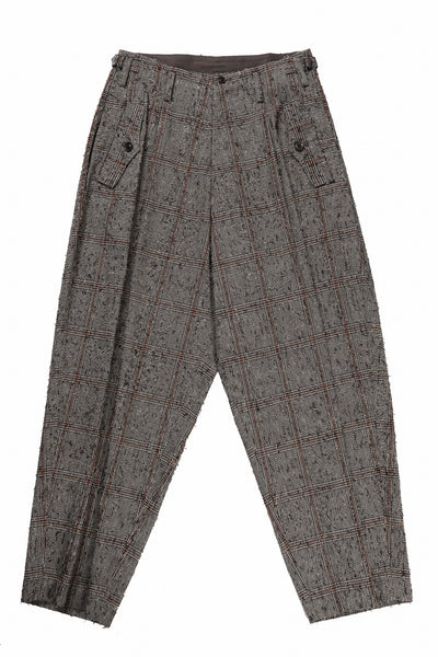 Y's DOUBLE TUCK WIDE PANTS / NEEDLE PUNCHED (BEIGE)