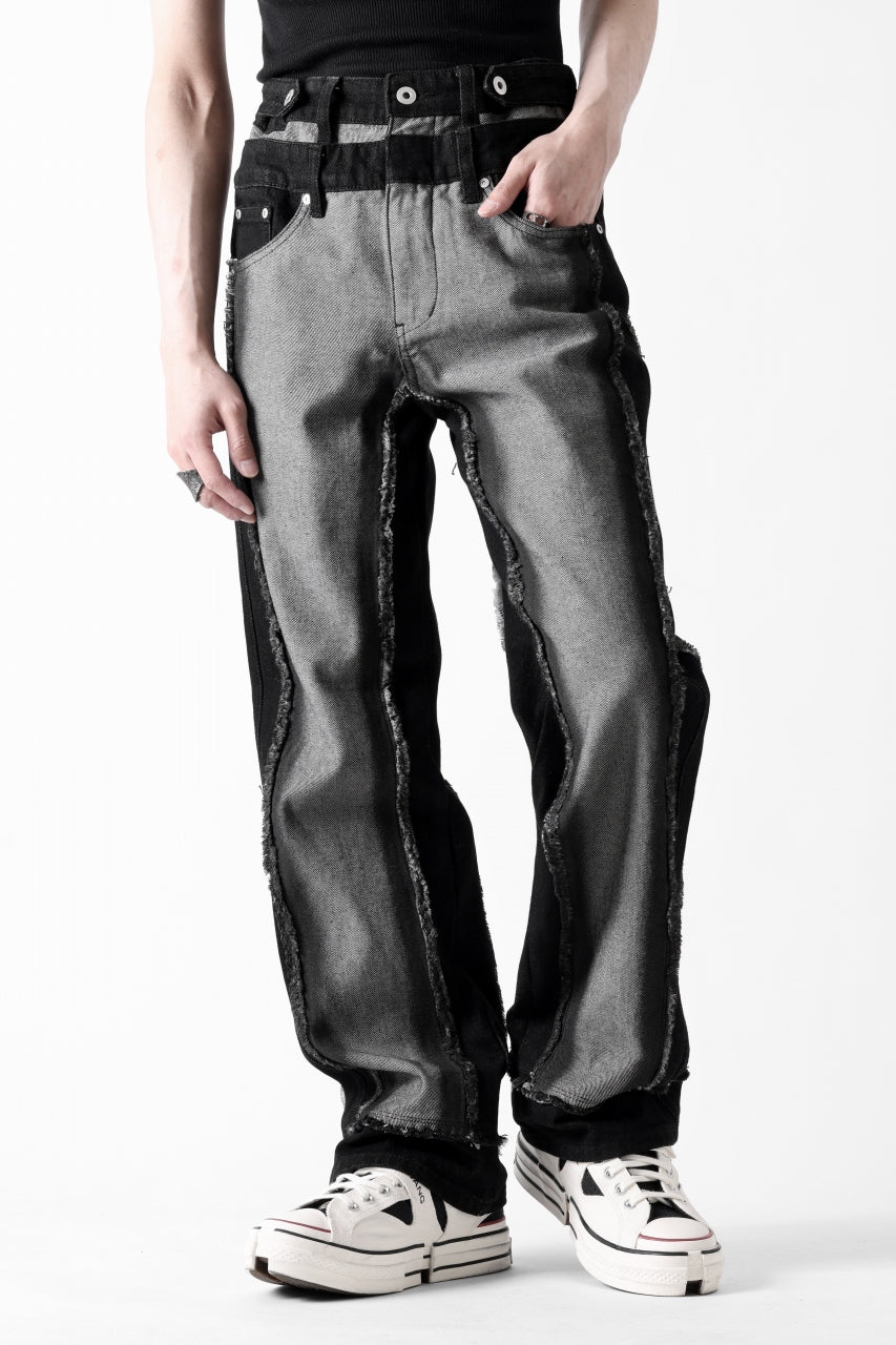 Load image into Gallery viewer, Feng Chen Wang RAW EDGE PATCHWORK TROUSERS (BLACK)
