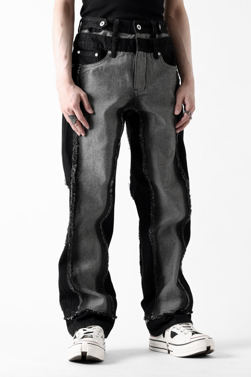 Load image into Gallery viewer, Feng Chen Wang RAW EDGE PATCHWORK TROUSERS (BLACK)