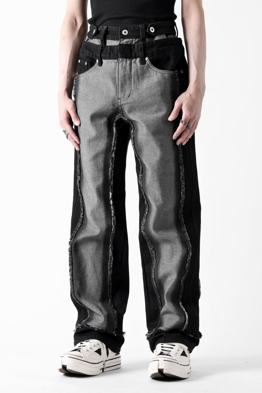 Load image into Gallery viewer, Feng Chen Wang RAW EDGE PATCHWORK TROUSERS (BLACK)