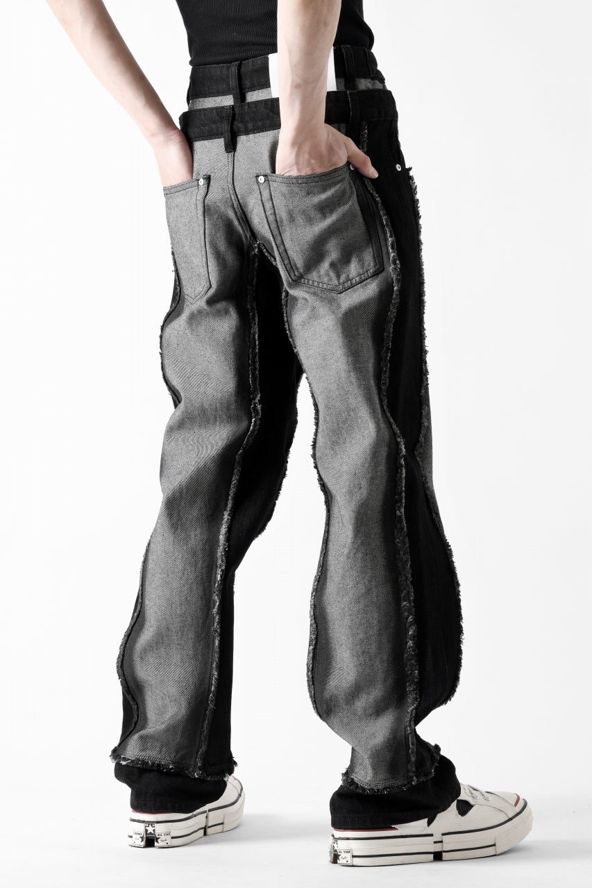 Load image into Gallery viewer, Feng Chen Wang RAW EDGE PATCHWORK TROUSERS (BLACK)