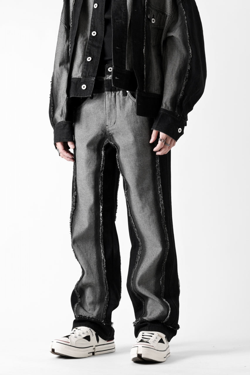 Load image into Gallery viewer, Feng Chen Wang RAW EDGE PATCHWORK TROUSERS (BLACK)