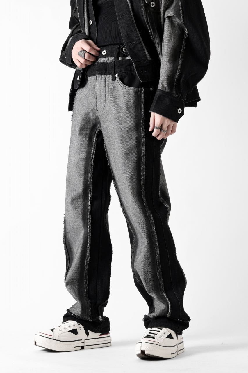 Load image into Gallery viewer, Feng Chen Wang RAW EDGE PATCHWORK TROUSERS (BLACK)
