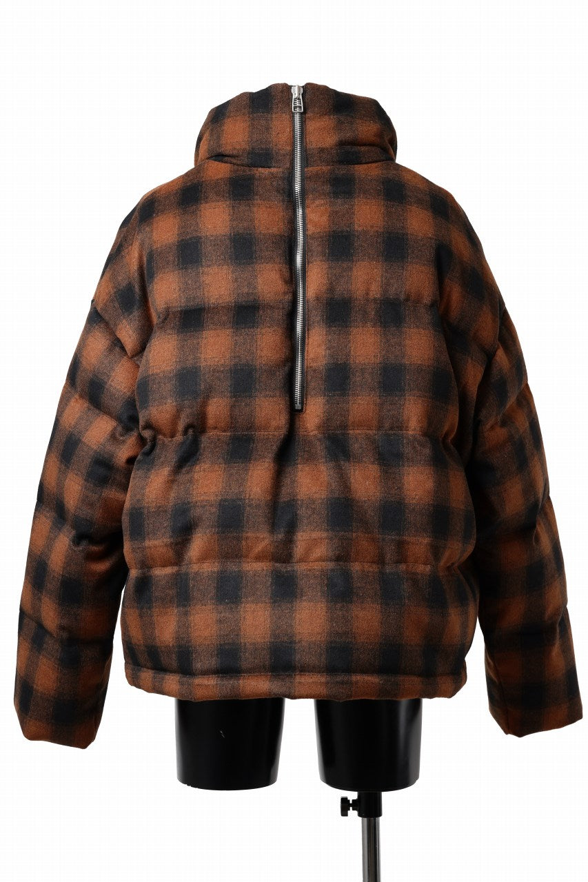 画像をギャラリービューアに読み込む, A.F ARTEFACT HIGH NECK DOWN JACKET / OMBRE CHECK FLANNEL (BLACK x ORANGE)
