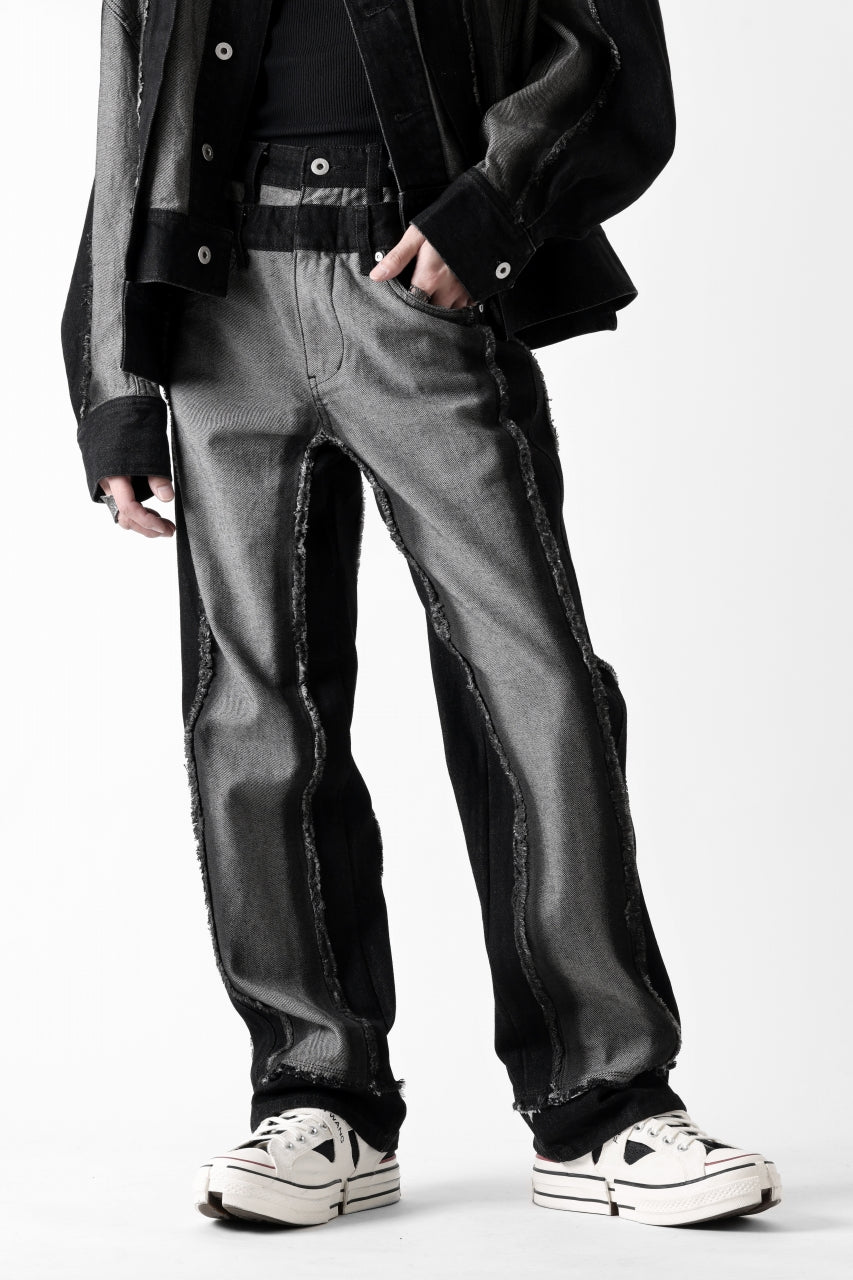 Load image into Gallery viewer, Feng Chen Wang RAW EDGE PATCHWORK TROUSERS (BLACK)