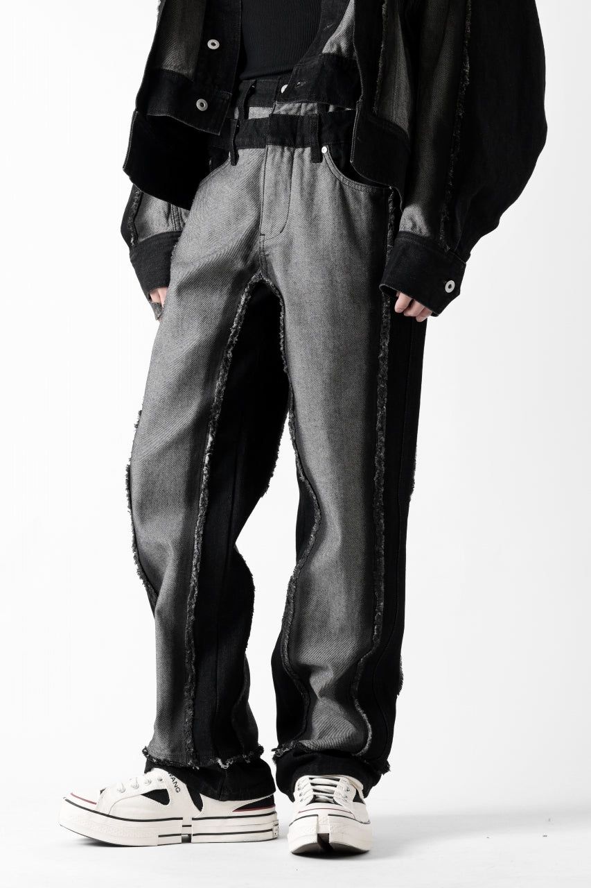 Load image into Gallery viewer, Feng Chen Wang RAW EDGE PATCHWORK TROUSERS (BLACK)
