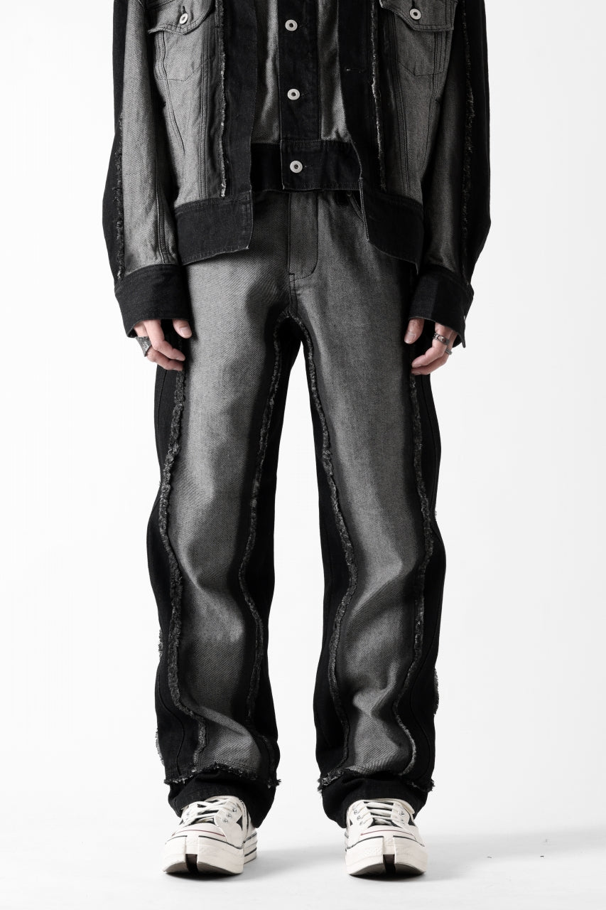 Load image into Gallery viewer, Feng Chen Wang RAW EDGE PATCHWORK TROUSERS (BLACK)