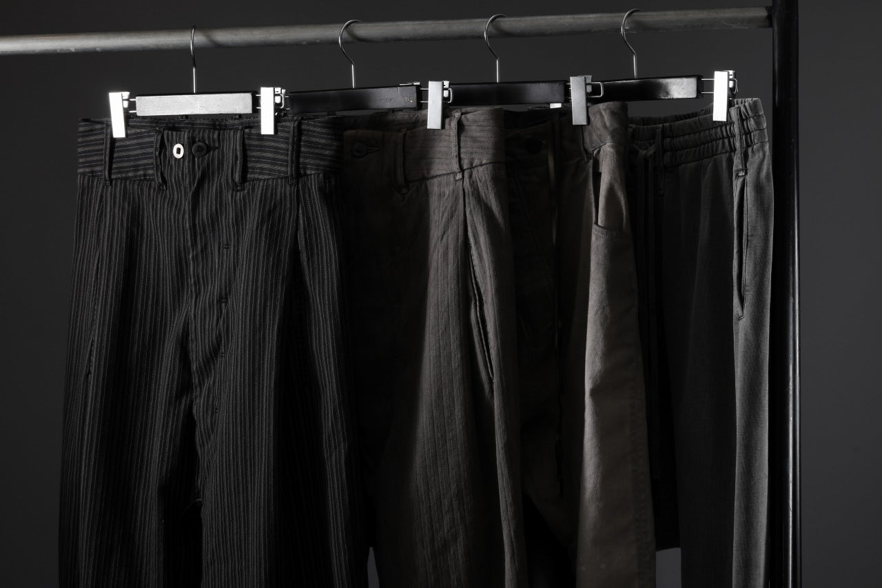BORIS BIDJAN SABERI DROP CLOTCH WIDE TAPERED PANTS / NATURAL OBJECT DYED "P2.1-F1603D" (CARBON GREY)