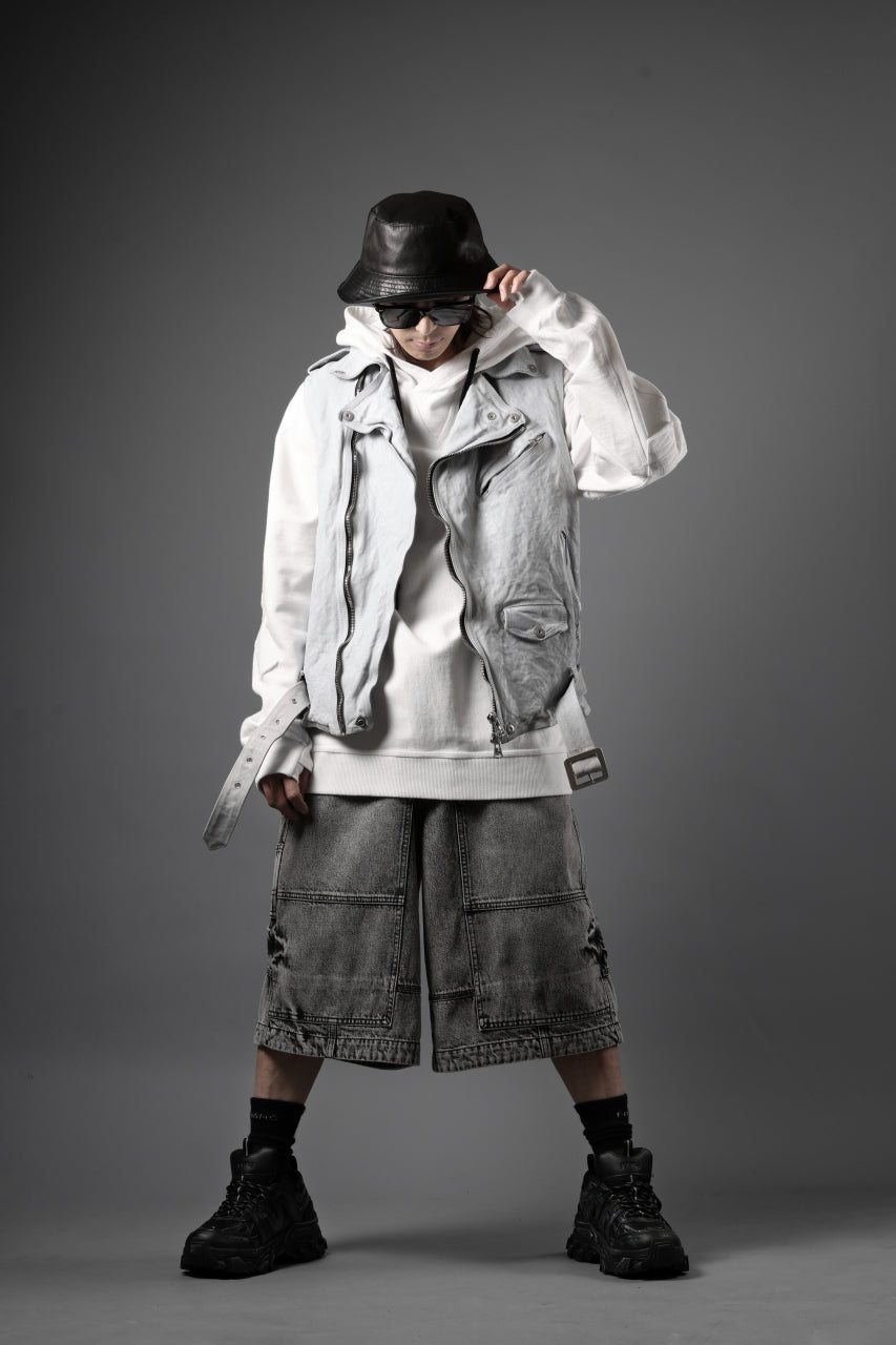画像をギャラリービューアに読み込む, ISAMU KATAYAMA BACKLASH JP-CALF NATURAL DYED GARMENT-WASH DOUBLE RIDERS VEST (WHITE)