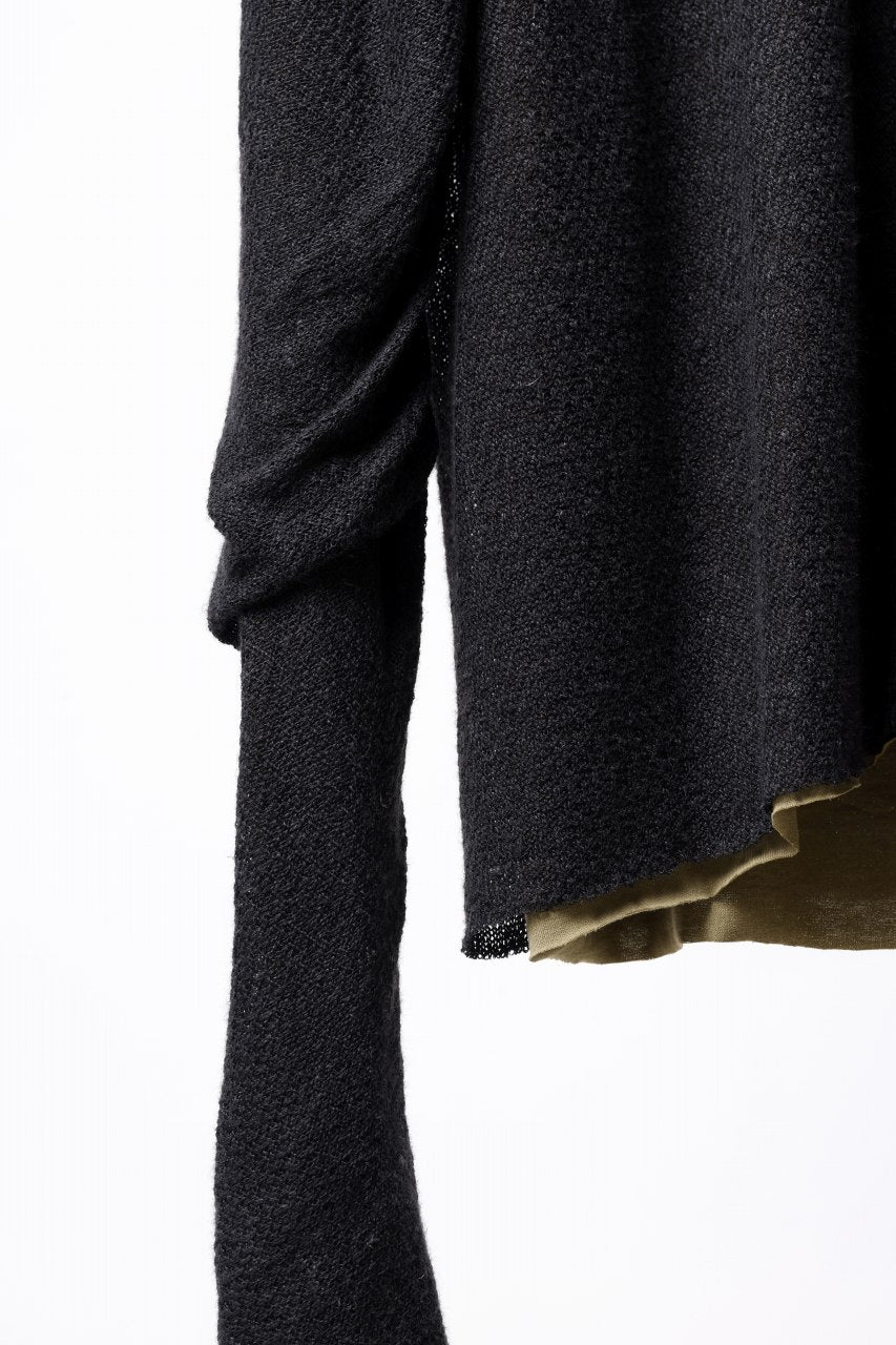 Load image into Gallery viewer, m.a+ double one piece long sleeve knit & t-shirt / T211DM/VLOH/JCL1 (BLACK/WOOD BROWN)