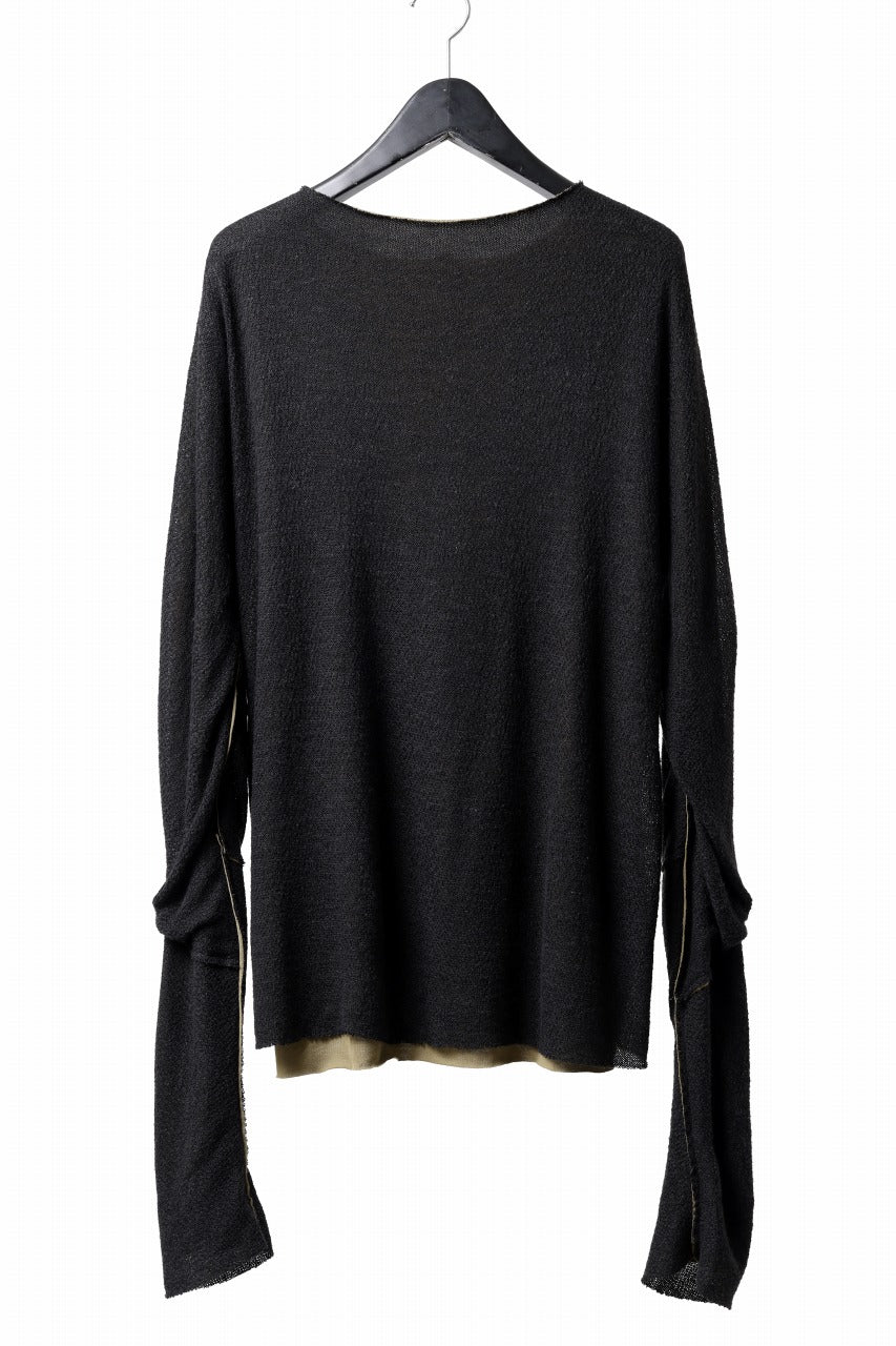Load image into Gallery viewer, m.a+ double one piece long sleeve knit & t-shirt / T211DM/VLOH/JCL1 (BLACK/WOOD BROWN)