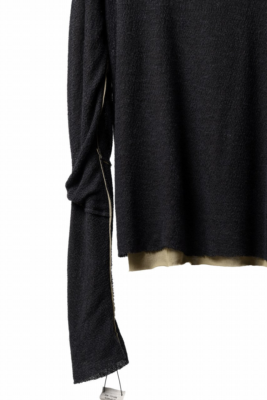 Load image into Gallery viewer, m.a+ double one piece long sleeve knit & t-shirt / T211DM/VLOH/JCL1 (BLACK/WOOD BROWN)